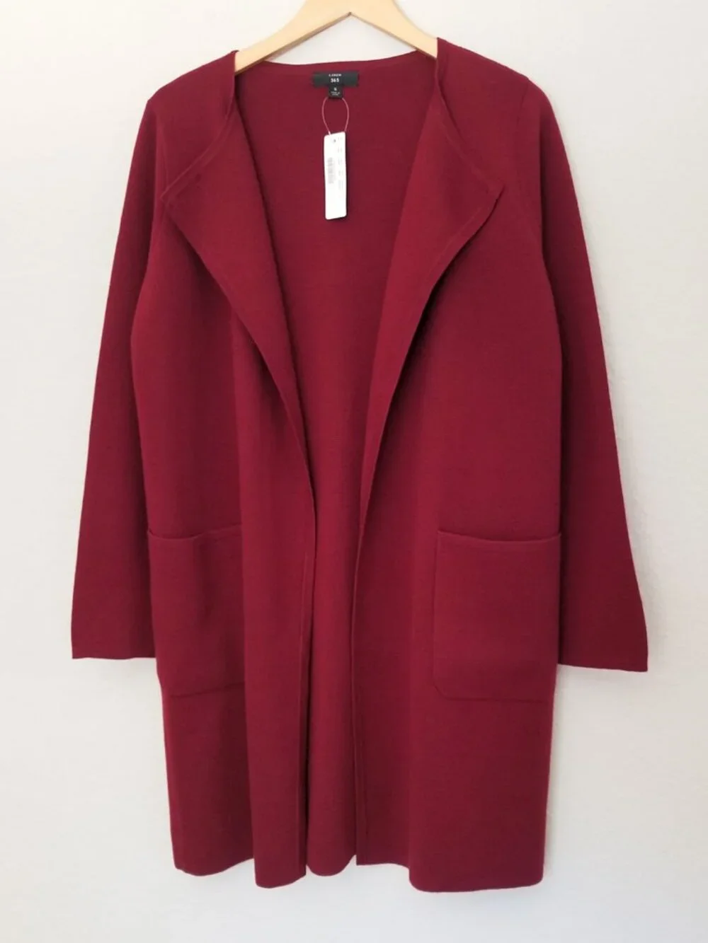 NEW J. Crew 365 Juliette Open-Front Collarless Sweater Blazer in Burgundy S $158